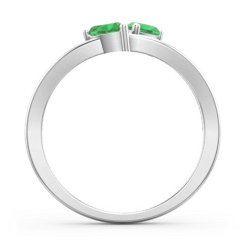 Twin Hearts Ring – Sterling Silver with Emerald