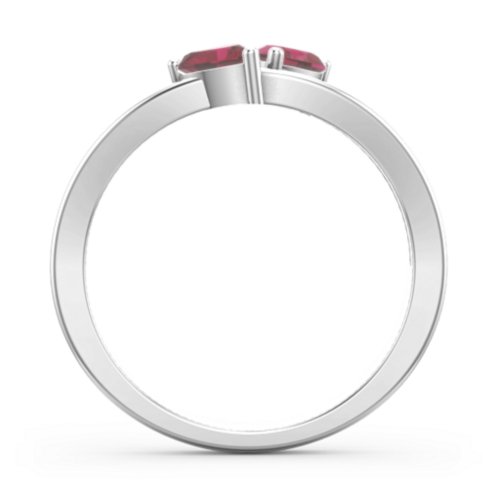 Twin Hearts Ring – Sterling Silver with Ruby