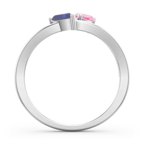 Twin Hearts Ring – Sterling Silver with Pink Tourmaline and Blue Sapphire