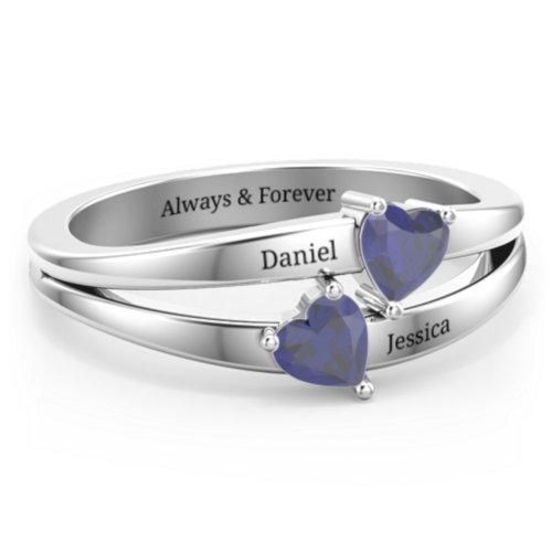 Twin Hearts Ring – Sterling Silver with Blue Sapphire