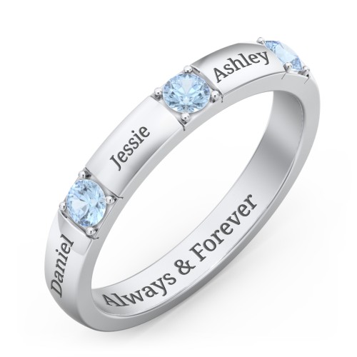 Elegant Three Gemstone Ring
