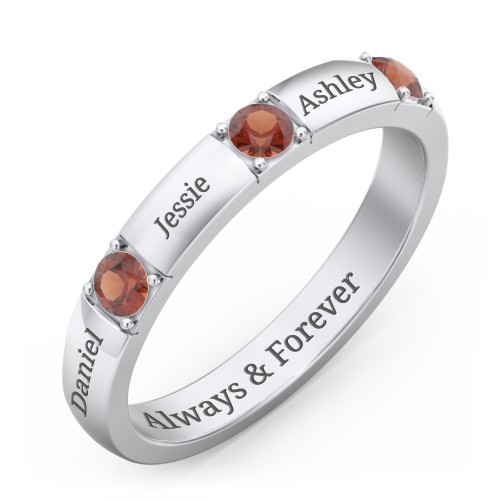 Elegant Three Gemstone Ring