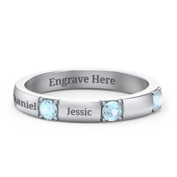 Elegant Three Gemstone Ring in 925 Sterling Silver with Blue Topaz