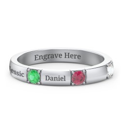 Elegant Three Gemstone Ring in 925 Sterling Silver with Emerald, Ruby, and Cubic Zirconia