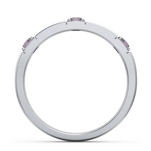 Elegant Three Gemstone Ring – Sterling Silver with Alexandrite