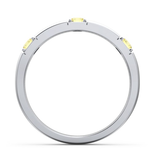 Elegant Three Gemstone Ring – Sterling Silver with Citrine