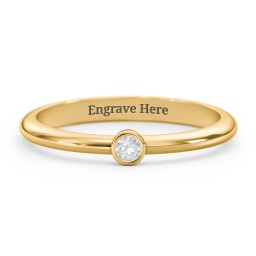 Classic Bezel Set Ring in 18K Gold Plated Silver with Aquamarine