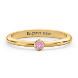 Classic Bezel Set Ring in 18K Gold Plated Silver with Pink Sapphire