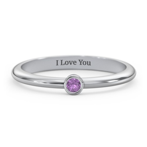 Classic Bezel Set Ring – Sterling Silver with Amethyst