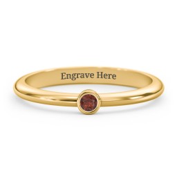 Classic Bezel Set Ring in 18K Gold Plated Silver with Garnet