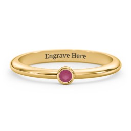Classic Bezel Set Ring in 18K Gold Plated Silver with Ruby