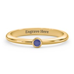Classic Bezel Set Ring in 18K Gold Plated Silver with Blue Sapphire