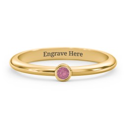 Classic Bezel Set Ring in 18K Gold Plated Silver with Pink Tourmaline