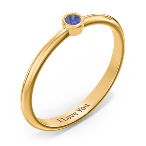 Classic Bezel Set Ring – 18K Gold Plated Silver with Blue Sapphire