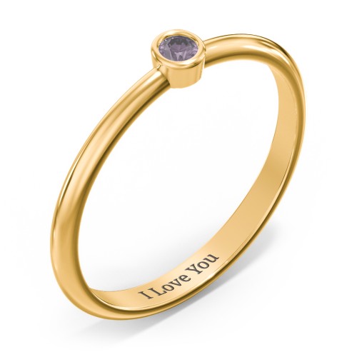 Classic Bezel Set Ring – 18K Gold Plated Silver with Alexandrite