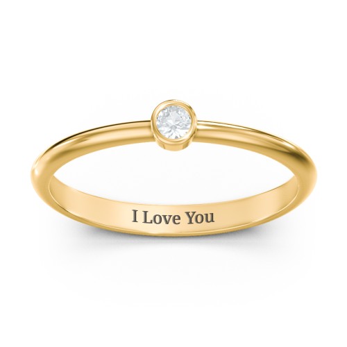 Classic Bezel Set Ring – 18K Gold Plated Silver with Aquamarine
