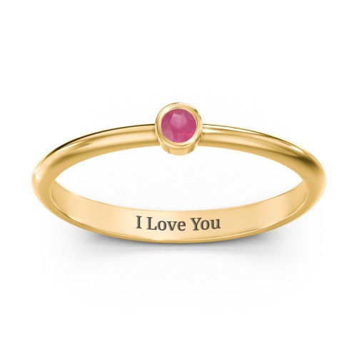 Classic Bezel Set Ring – 18K Gold Plated Silver with Ruby