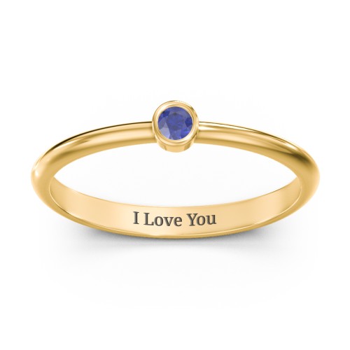 Classic Bezel Set Ring – 18K Gold Plated Silver with Blue Sapphire