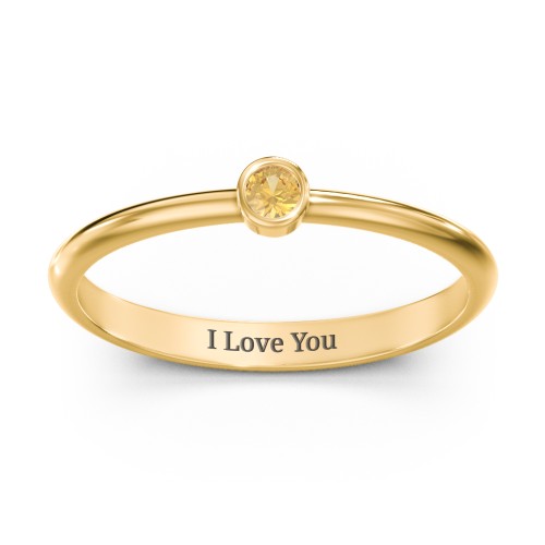 Classic Bezel Set Ring – 18K Gold Plated Silver with Citrine