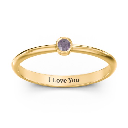 Classic Bezel Set Ring – 18K Gold Plated Silver with Alexandrite