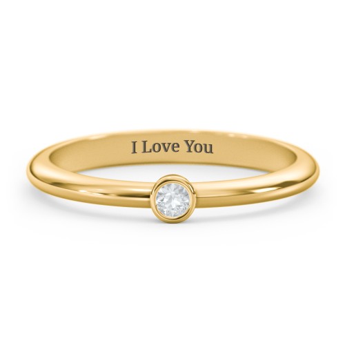 Classic Bezel Set Ring – 18K Gold Plated Silver with Aquamarine