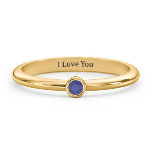 Classic Bezel Set Ring – 18K Gold Plated Silver with Blue Sapphire