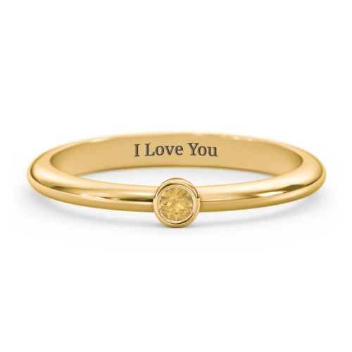 Classic Bezel Set Ring – 18K Gold Plated Silver with Citrine