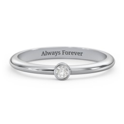 Classic Bezel Set Ring in 925 Sterling Silver with Diamond