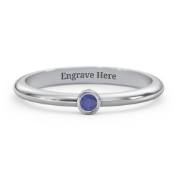 Classic Bezel Set Ring in 925 Sterling Silver with Blue Sapphire