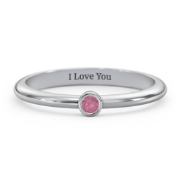 Classic Bezel Set Ring in 925 Sterling Silver with Pink Tourmaline