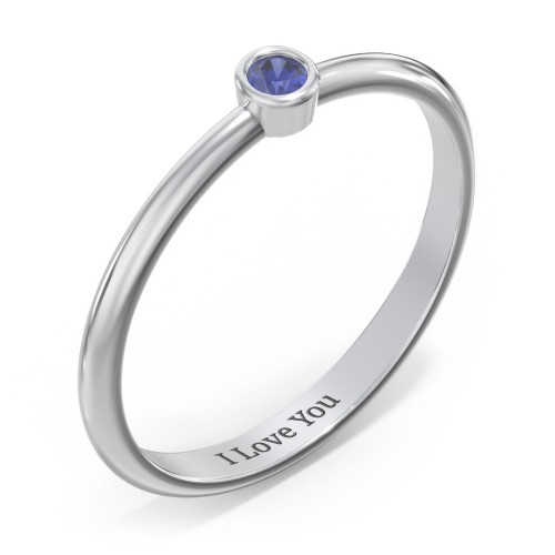 Classic Bezel Set Ring – Sterling Silver with Blue Sapphire