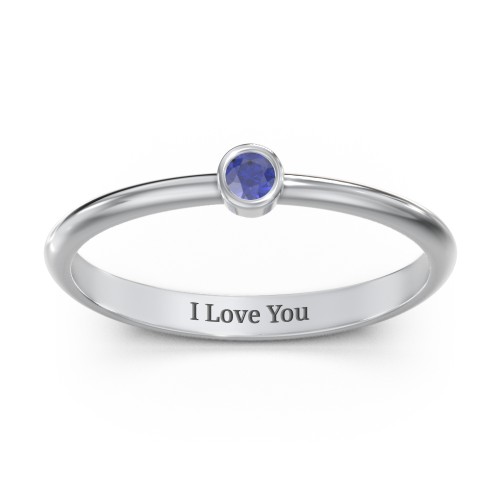 Classic Bezel Set Ring – Sterling Silver with Blue Sapphire