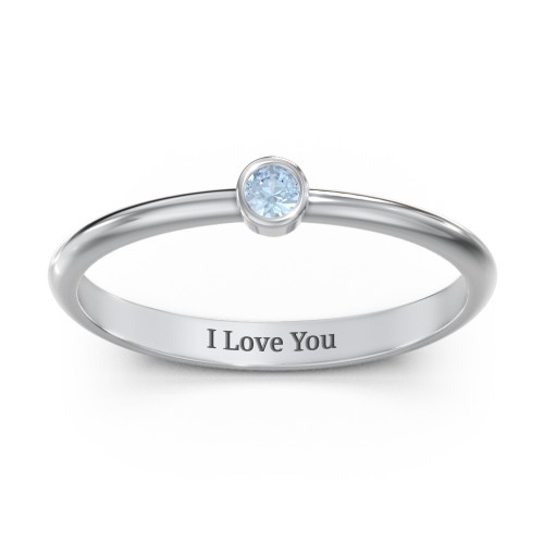 Classic Bezel Set Ring – Sterling Silver with Blue Topaz