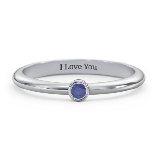 Classic Bezel Set Ring – Sterling Silver with Blue Sapphire