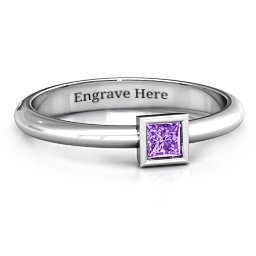 Ovation Classic Princess Setting Ring in 925 Sterling Silver with Amethyst