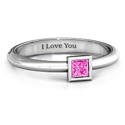 Ovation Classic Princess Setting Ring in 925 Sterling Silver with Pink Tourmaline