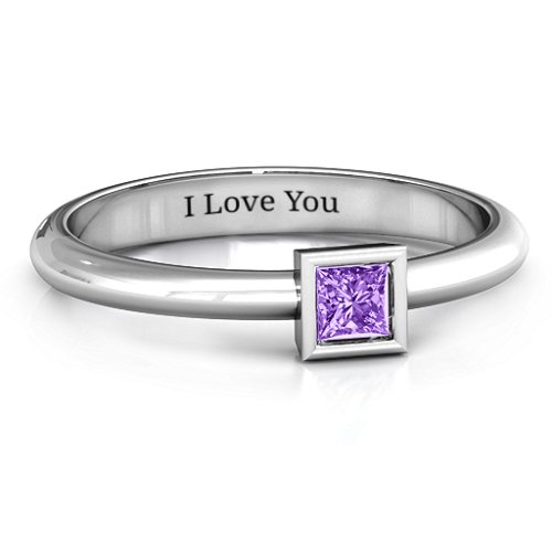 Ovation Classic Princess Setting Ring – Sterling Silver with Amethyst