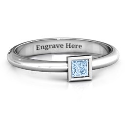 Ovation Classic Princess Setting Ring in 925 Sterling Silver with Aquamarine