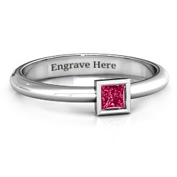 Ovation Classic Princess Setting Ring in 925 Sterling Silver with Ruby