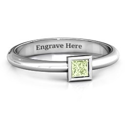 Ovation Classic Princess Setting Ring in 925 Sterling Silver with Peridot