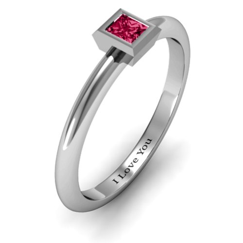 Ovation Classic Princess Setting Ring – Sterling Silver with Ruby