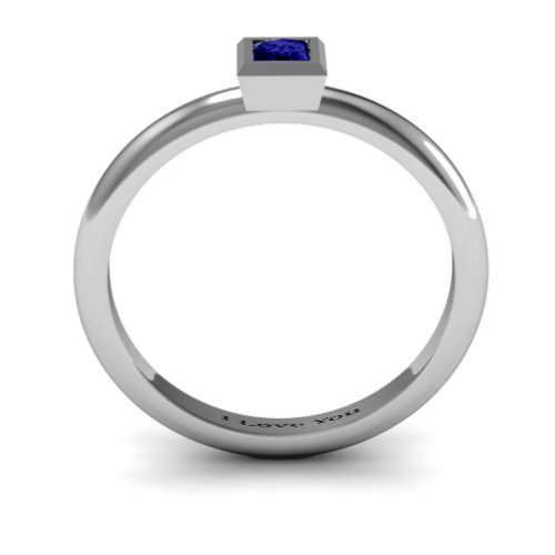 Ovation Classic Princess Setting Ring – Sterling Silver with Blue Sapphire