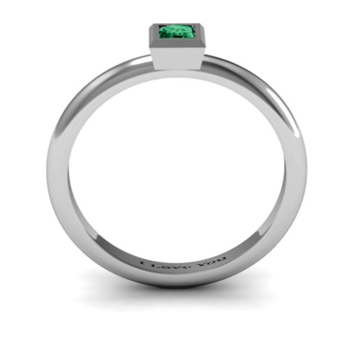 Ovation Classic Princess Setting Ring – Sterling Silver with Emerald