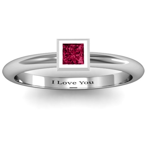 Ovation Classic Princess Setting Ring – Sterling Silver with Ruby