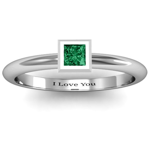 Ovation Classic Princess Setting Ring – Sterling Silver with Emerald