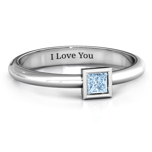 Ovation Classic Princess Setting Ring – Sterling Silver with Aquamarine