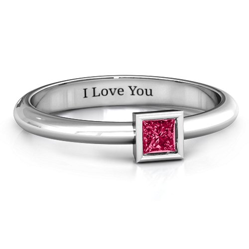 Ovation Classic Princess Setting Ring – Sterling Silver with Ruby