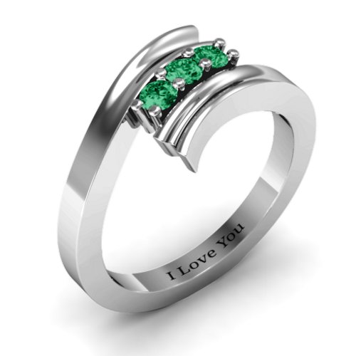 Three Stone Ridged Bypass Ring