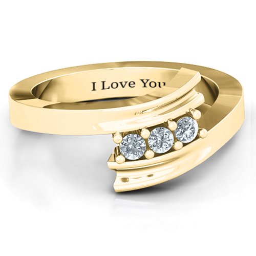 Three Stone Ridged Bypass Ring