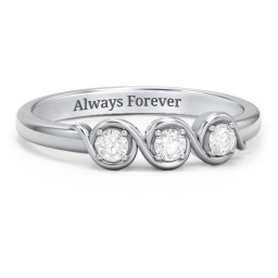 Triple Wave Ring in 925 Sterling Silver with Diamond